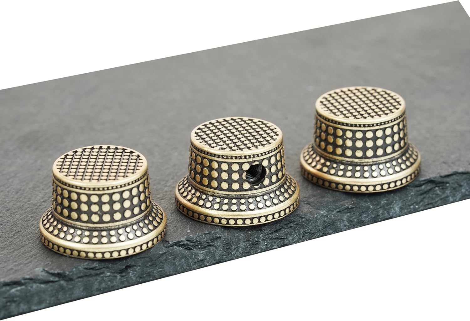 Detalle de Guyker NKB-008 Guitar Bell Control Knobs, 6 mm Brass, Old Brass, 3-Pack