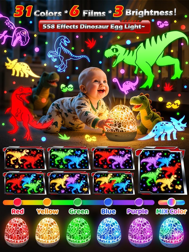 Detalle 2 de Beast Truck Dinosaur Egg Night Light 31 Colors