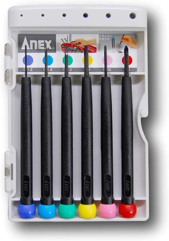 Detalle 1 de アネックス ANEX No.930 精密ドライバー 6本組|プラス・マイナス対応、ケース付