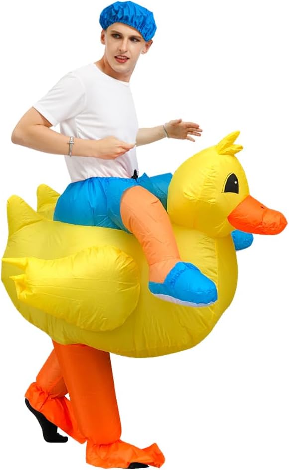 Detalle 2 de Costume Gonflable Canard Adulte JASHKE – Déguisement Canard Jaune pour Carnaval, Halloween et Fêtes