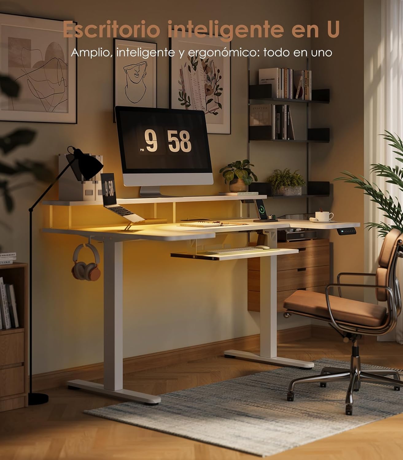 Thumbnail 5 de OffiGo U Forma Mesa Escritorio Elevable 140 cm