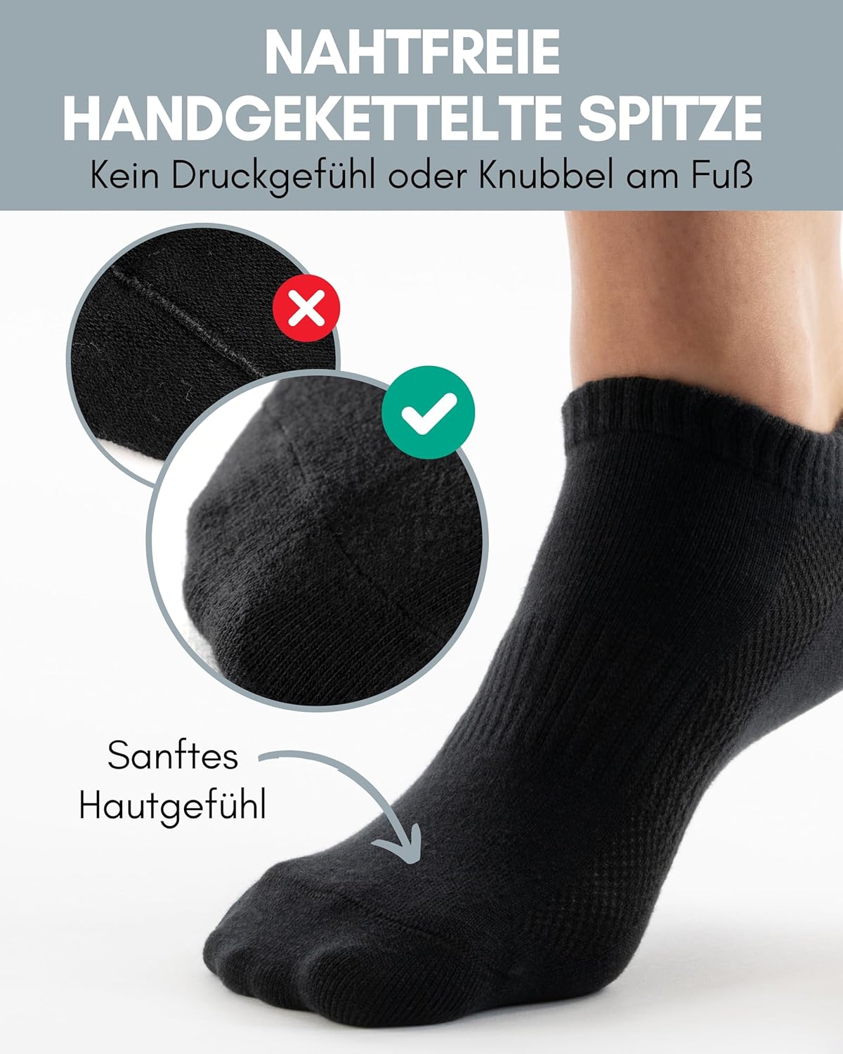 Detalle de HELDENWERK 10 Paar Premium Sneaker Socken (Unisex) aus gekämmter Baumwolle – kurz, bequem ohne drückende Naht