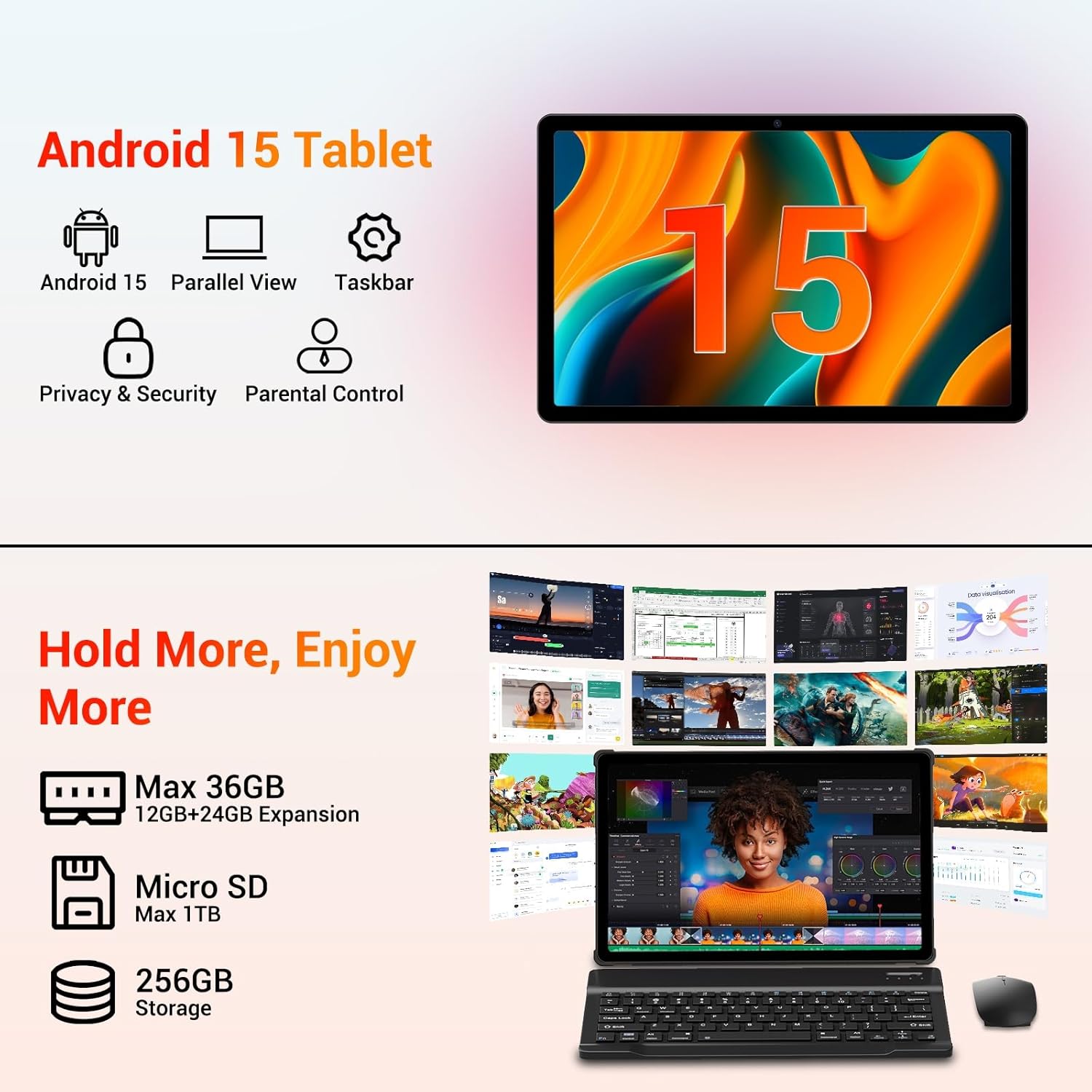 Thumbnail 3 de MAXLEGEN Tablet 11 Zoll Cellular (2K FHD) mit 4G LTE Dual SIM, 36GB RAM + 256GB + 1TB microSD, Android 15