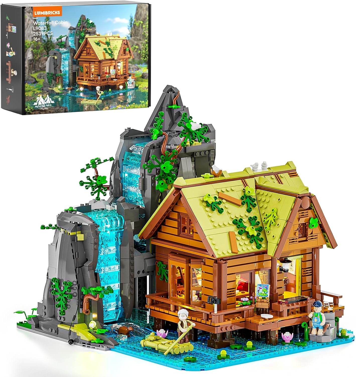 Detalle de Lumibricks Waterfall-Cabin 2539-piece building bricks set 🧩
