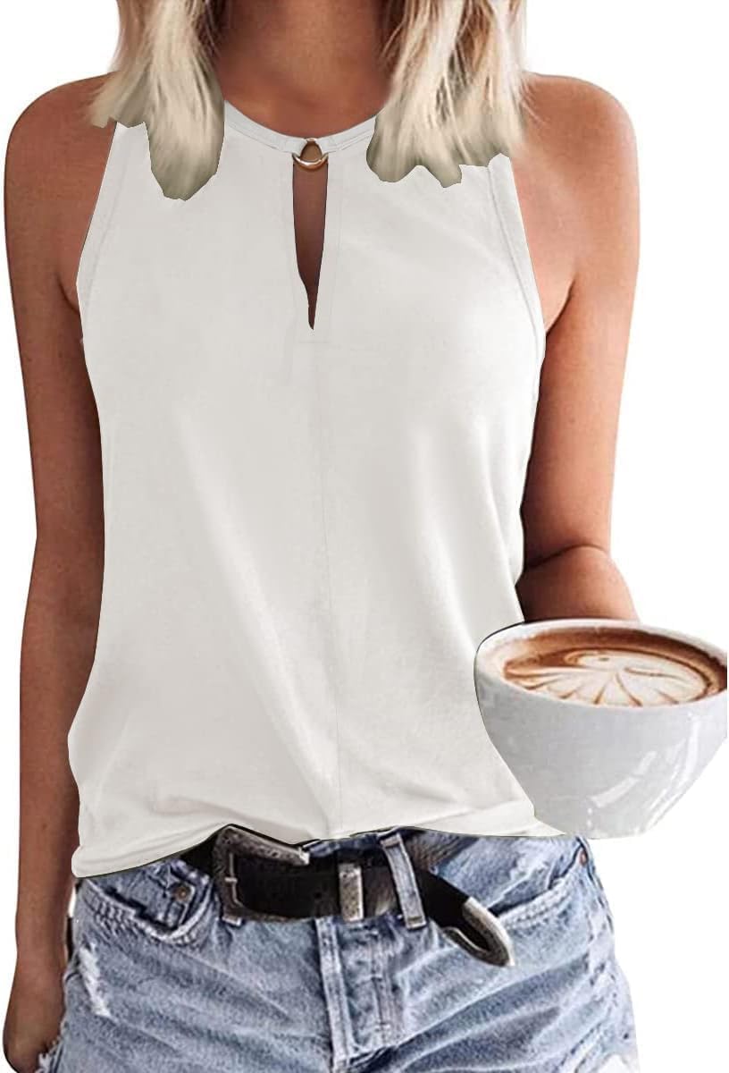 Detalle de Tanmolo Damen Tank Top mit V-Ausschnitt und schmalem Metall-Detail
