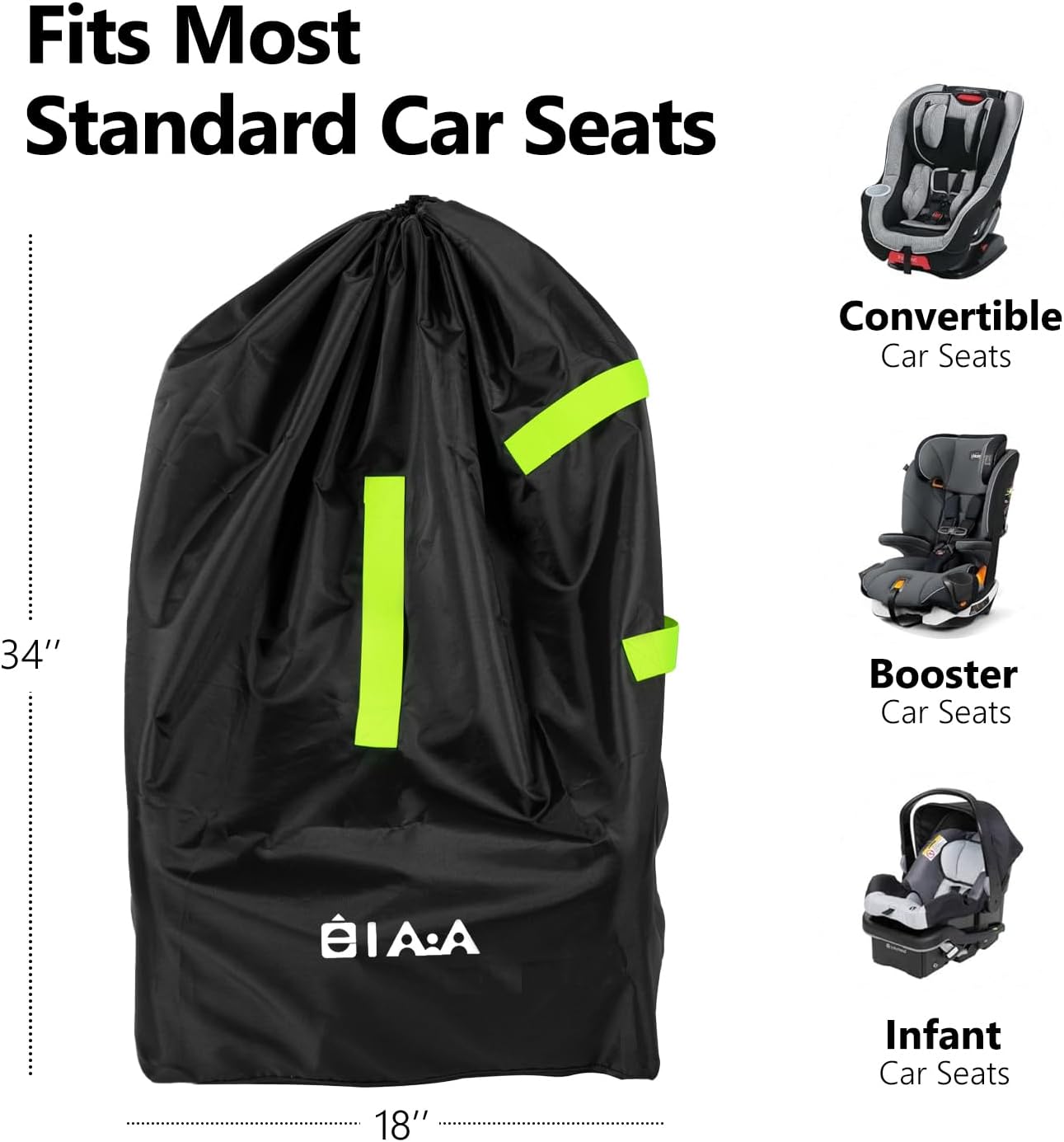 Detalle 2 de elaia CS7501 Waterproof Car Seat Travel Bag, Foldable with Green Straps