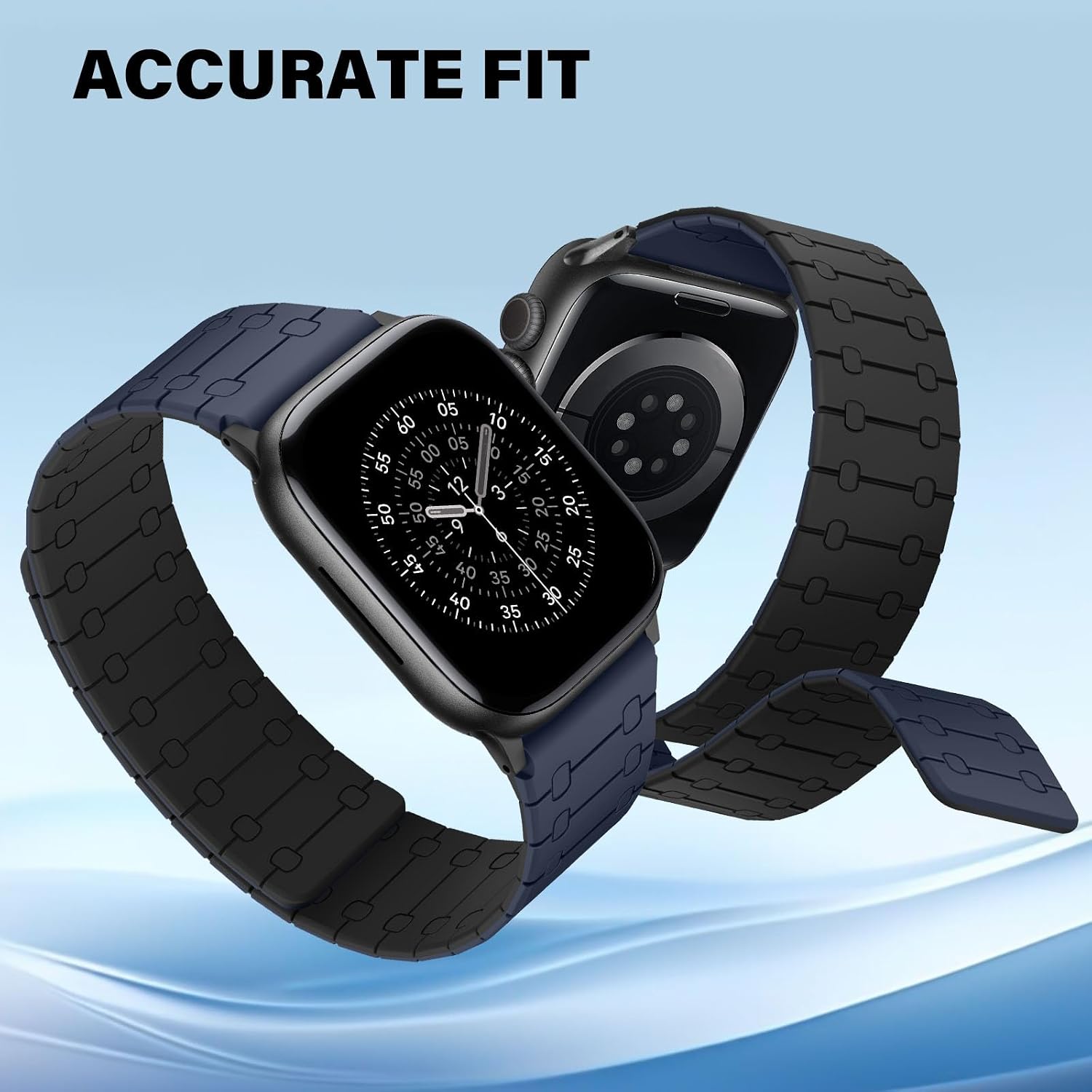 Detalle 2 de Sixmoat Double Sided Wearable Magnetic Strap for Apple Watch 42mm (Series 10/11) – Dark Blue-Black