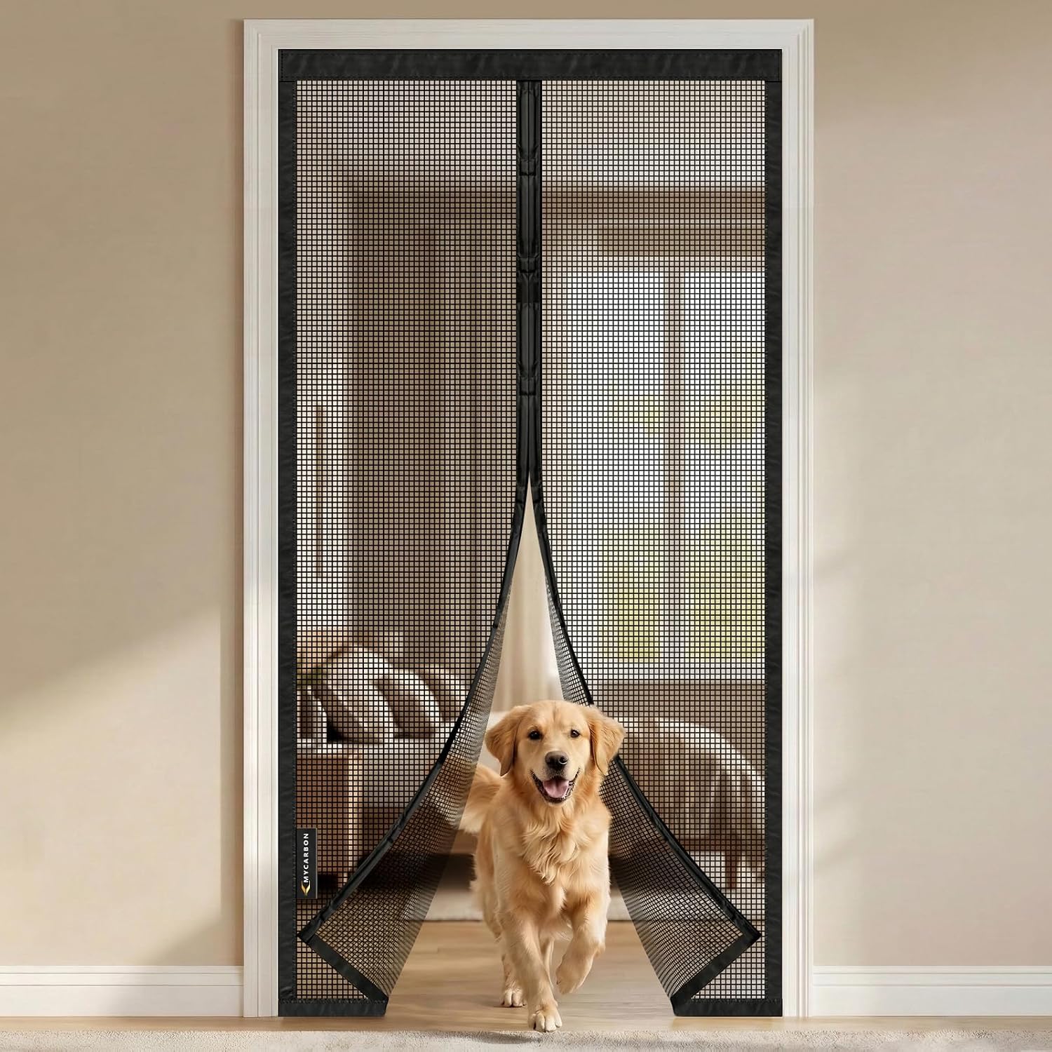 Thumbnail 6 de MYCARBON Fiberglas Fliegengitter Balkontür gegen Katzenkratzer – 90x220 cm, 3,8 cm Klettband, Schwarz