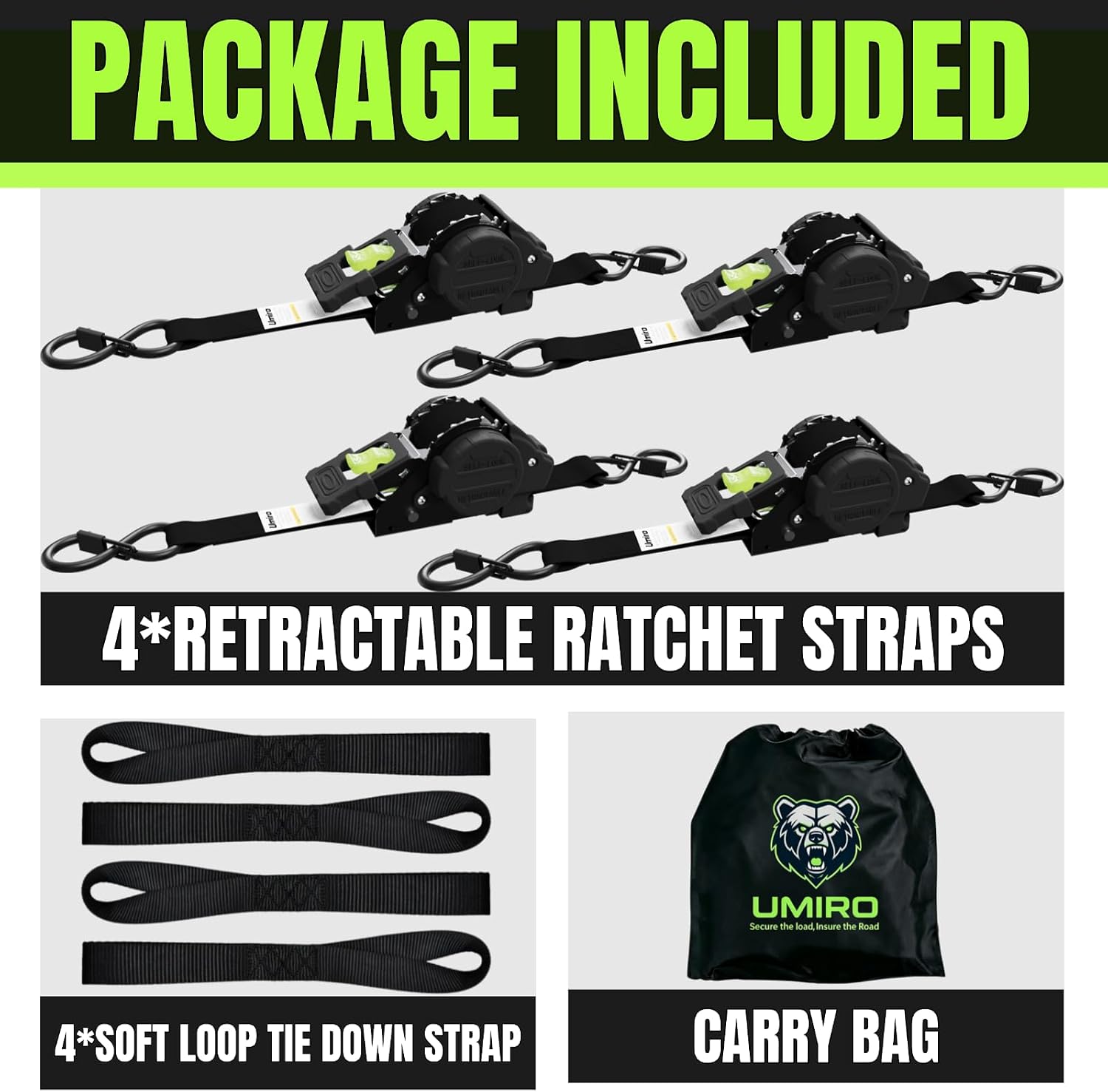Detalle de Retractable Ratchet Straps 4-Pack