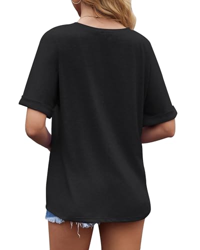 Thumbnail 3 de WNEEDU Maglietta Donna Estate Collo a V Oversize — Sole Rosa/Nero, XXL