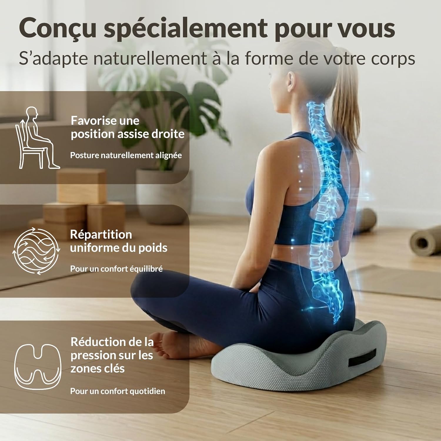 Thumbnail 2 de COSYLAND Coussin d'assise orthopédique : confort ergonomique pour votre chaise de bureau