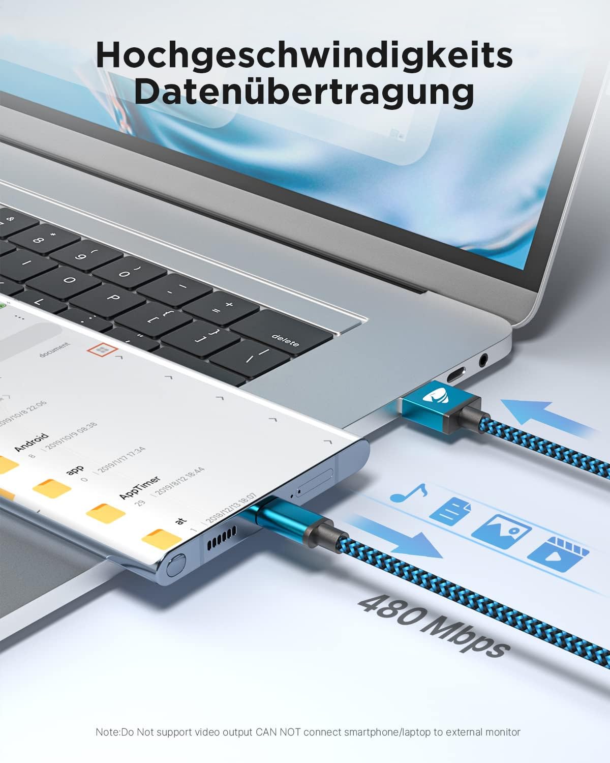 Detalle de USB C Kabel 4er Set 0,5–2 m