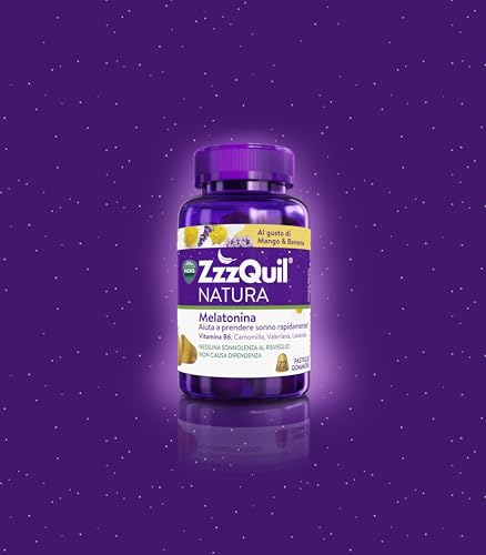 Detalle 2 de ZzzQuil Natura Melatonina, integratore in gommose gusto mango e banana, 72 pezzi