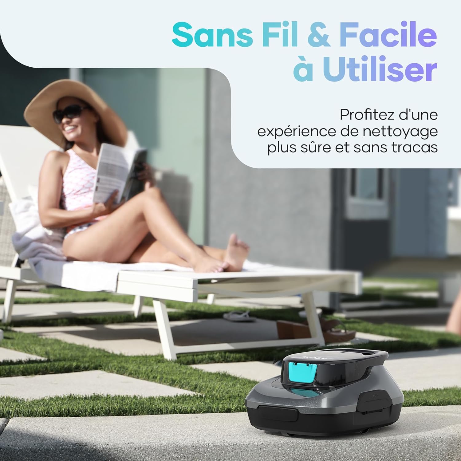 Thumbnail 4 de AIPER Kabelloser Poolroboter Seagull 800B mit Akku (90 Min Laufzeit), Doppelantrieb & Selbstparkfunktion