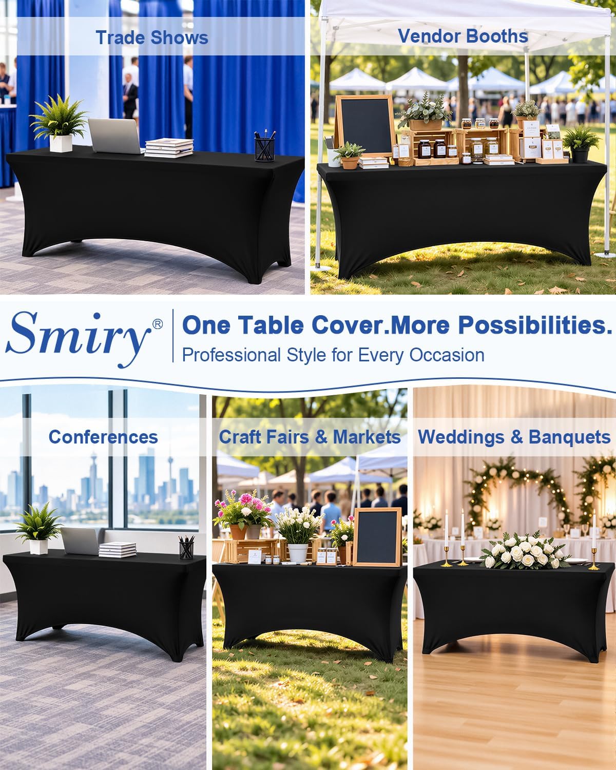 Thumbnail 5 de Smiry 2 Pack Spandex Table Cloth 72in