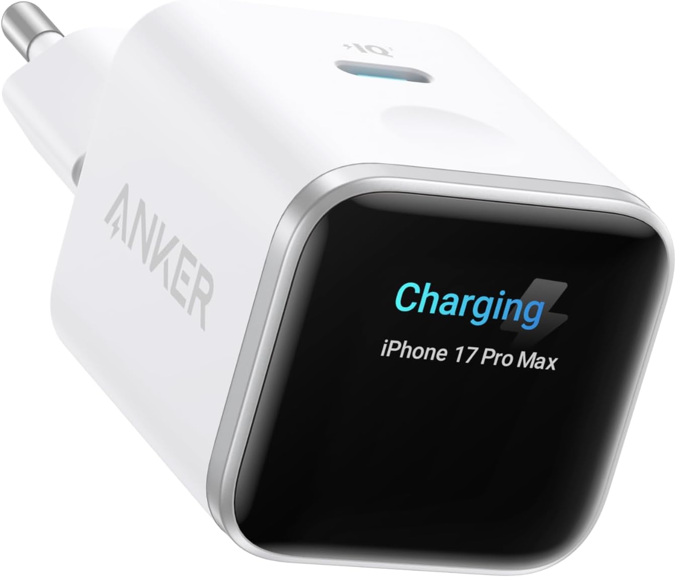 Detalle de Anker Nano 45W USB‑C Ladegerät mit Display – intelligentes Erkennen, GaN Schnellladung und TÜV-zertifizierter Care-Modus