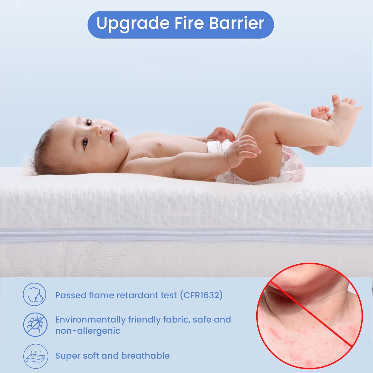Detalle de KEAWIS xx-09 Bassinet Mattress, 32 x 18-Inch Dual-Side Gel Memory Foam