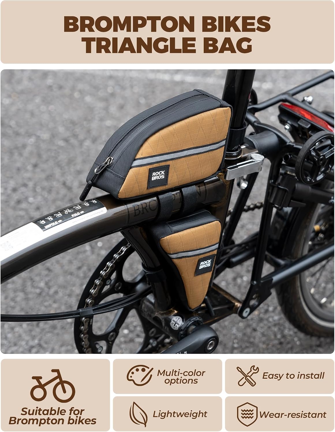 Detalle 2 de ROCKBROS Borsa telaio Brompton 3L