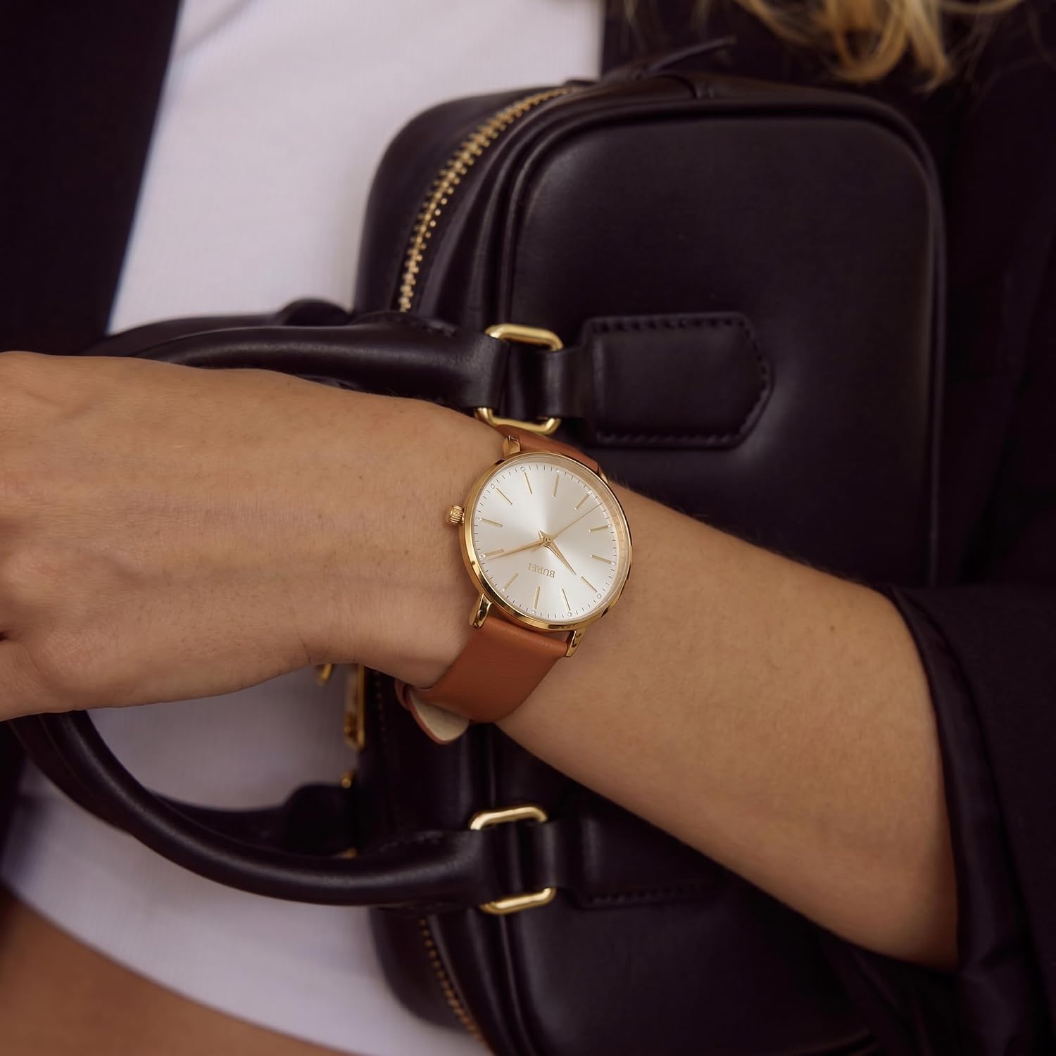 Thumbnail 2 de BUREI Montres Dames Mode Simple analogique – Montre cuir quartz étanche 3ATM