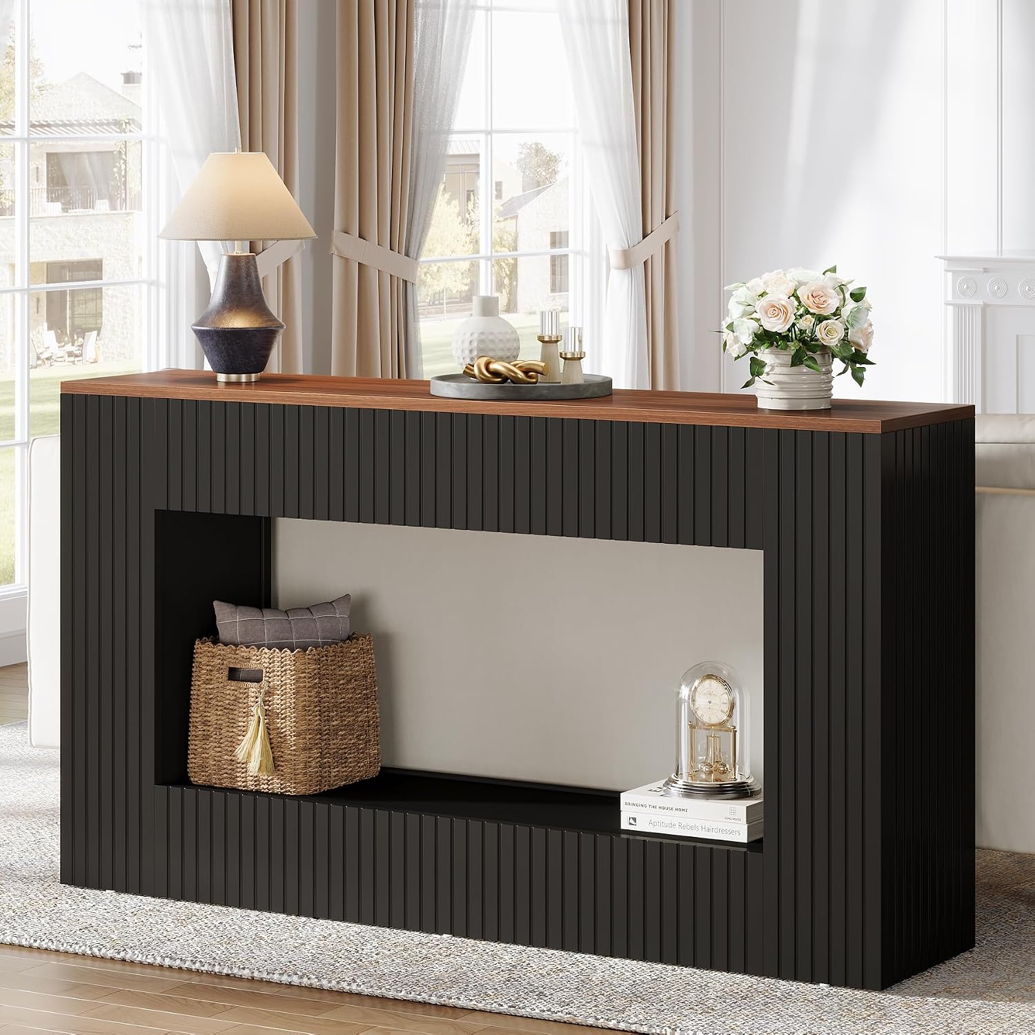 Detalle de Tribesigns J0313 Modern Console Table, 55-Inch, Two-Tier Storage