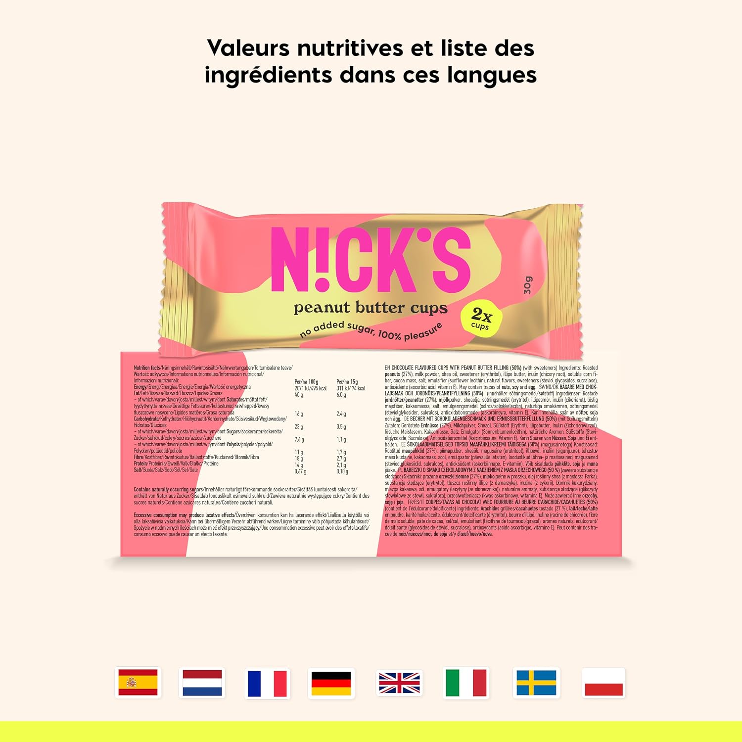 Detalle 2 de N!CK'S NICKS-CON15-04 Peanut Butter Cups met pindacrème en chocolade