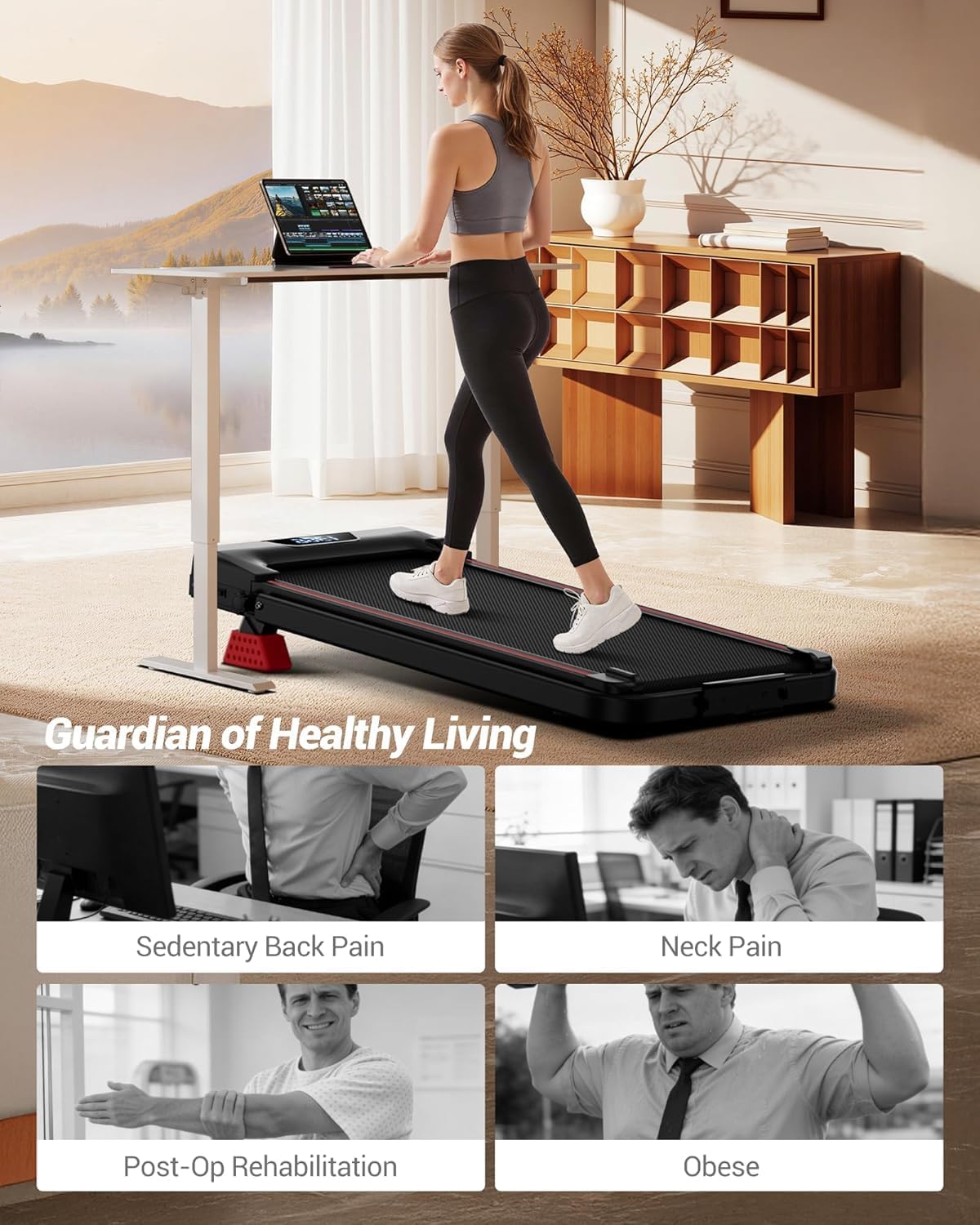 Detalle de LONTEK Folable Walking Pad with 15% Incline and 3.0HP Motor – Under Desk Treadmill for Home