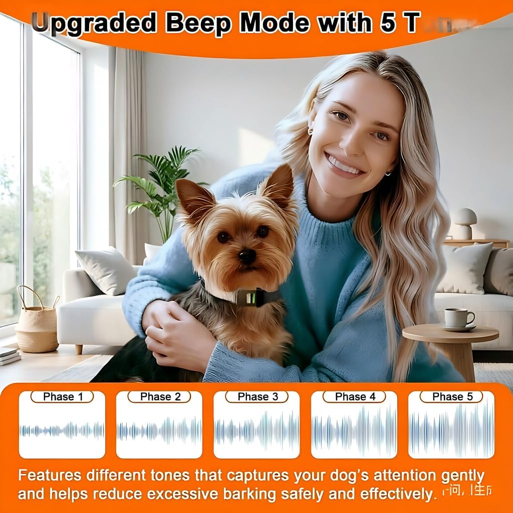 Detalle de Dog Bark Collar 2Pack Small Anti Barking Collar for 5–60 lbs Dogs – IPX7 Waterproof, Rechargeable, 3 Modes