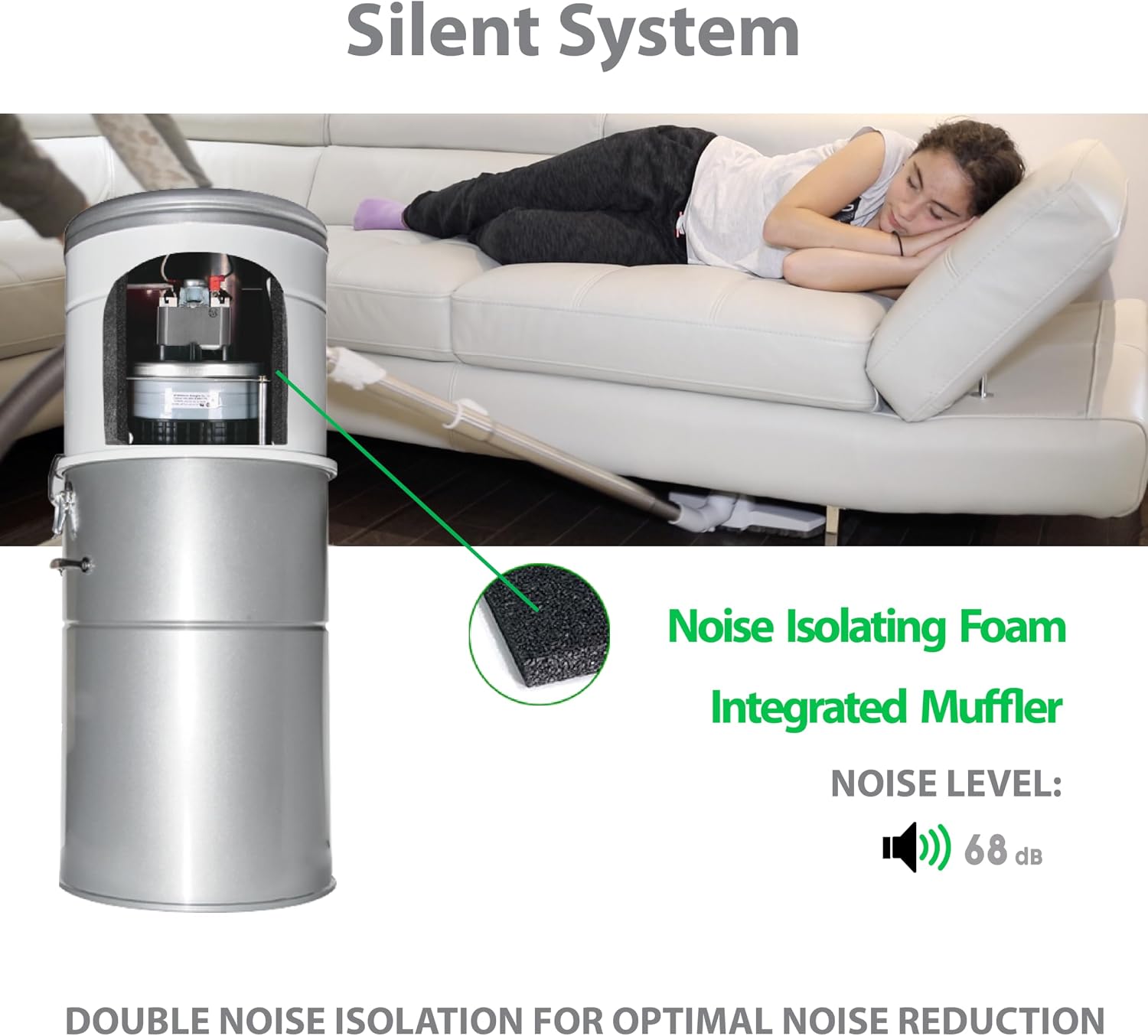 Detalle de OVO OVO-750ST-35H Central Vacuum System, 750 Airwatts, 35 L Hybrid Filtration