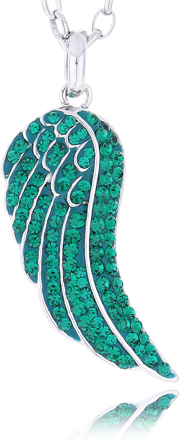 Detalle de Morella Collana Donna con Ali di Angelo e zirconi in acciaio inox – 70 cm + estensione
