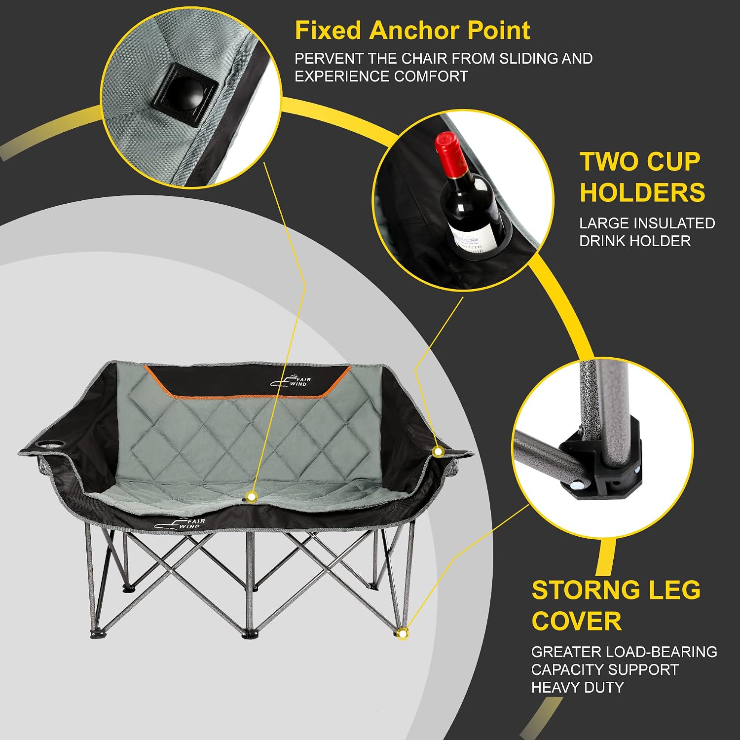 Thumbnail 6 de Oversized camping chair supports 650 lbs