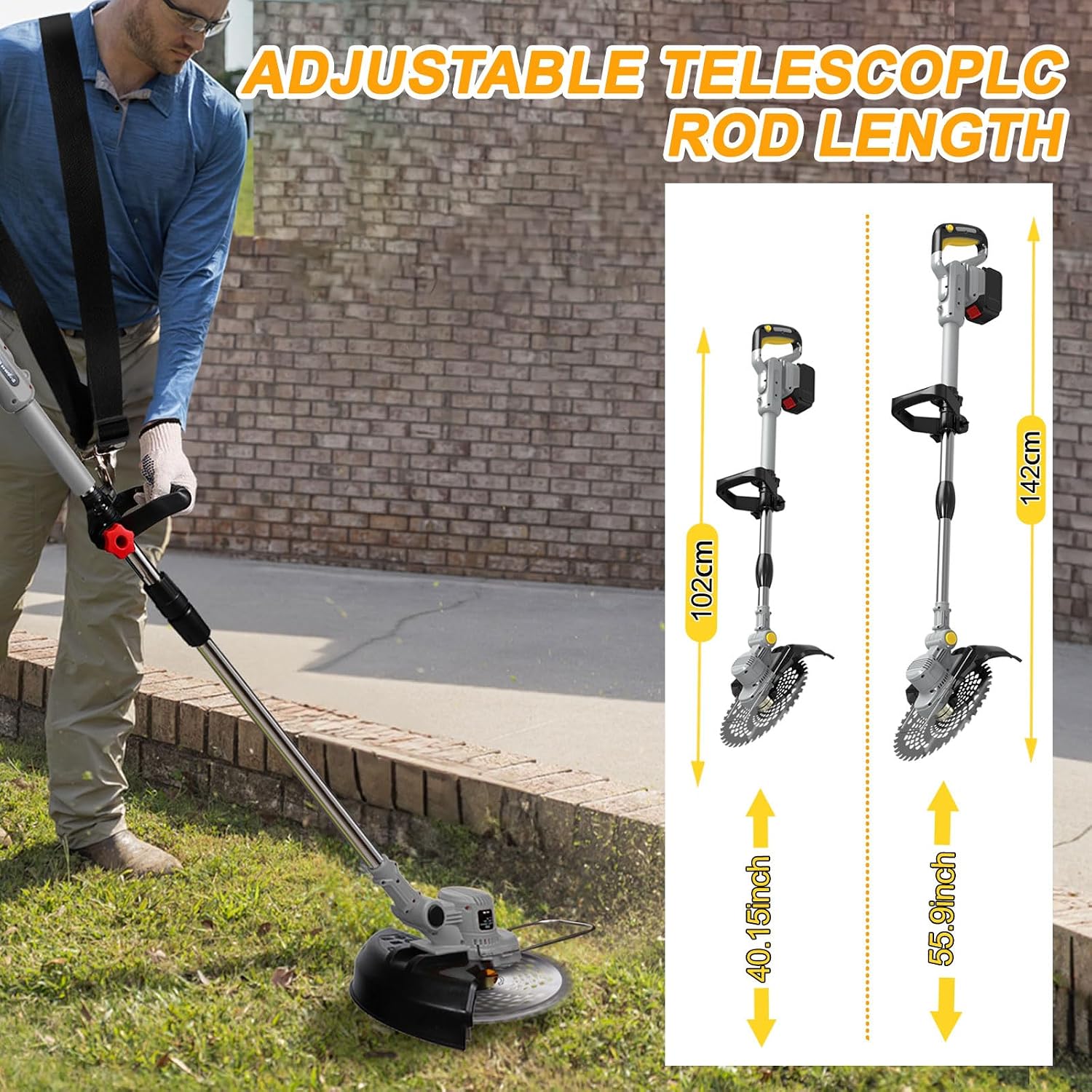 Detalle de Tagliabordi a Batteria 21V con Spazzola per Erbacce – Decespugliatore 4-in-1 con 2 batterie 4,0Ah