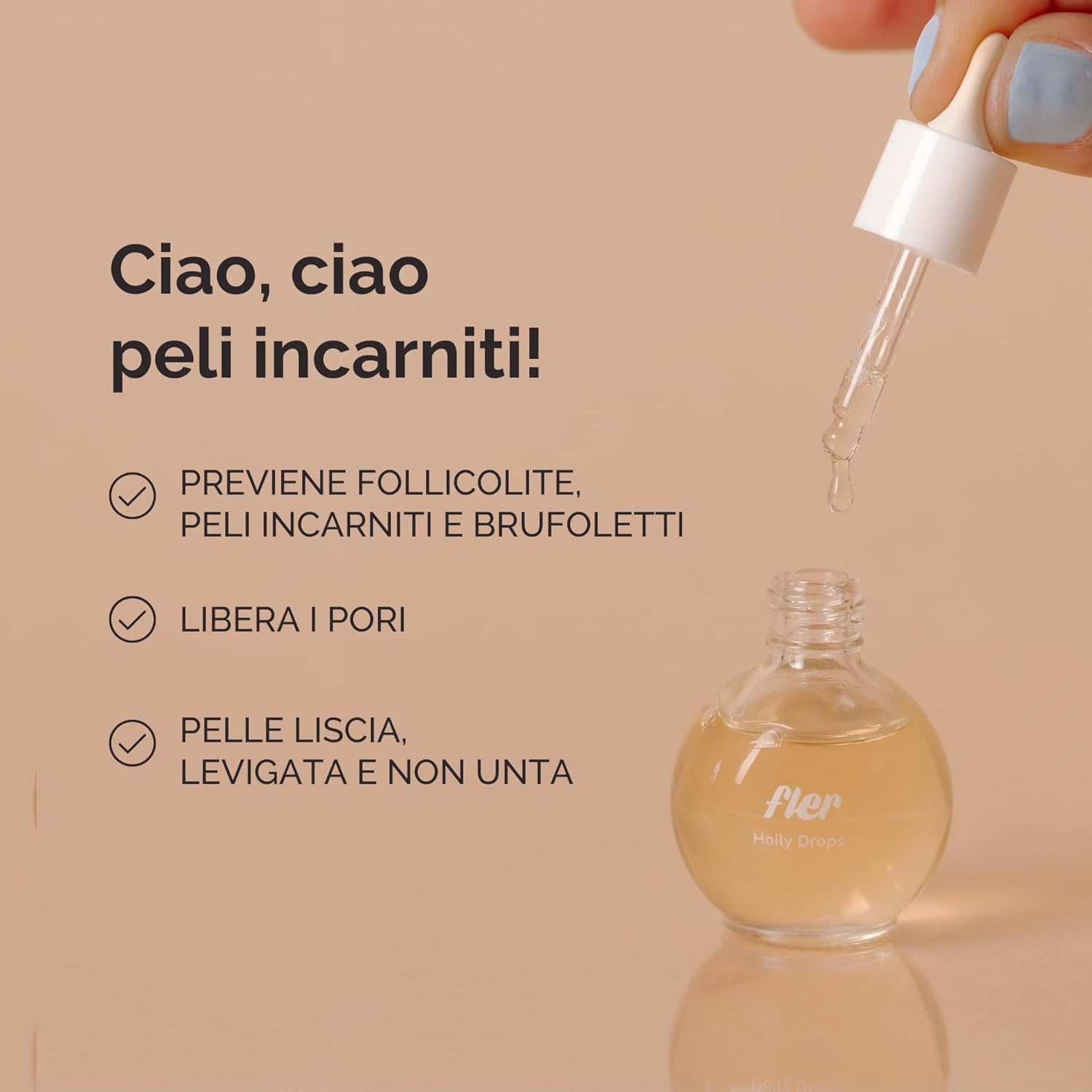Detalle de Fler Hoily Drops: trattamento oleoso anti-impurità e lenitivo per pelle incarnita, 14 ml