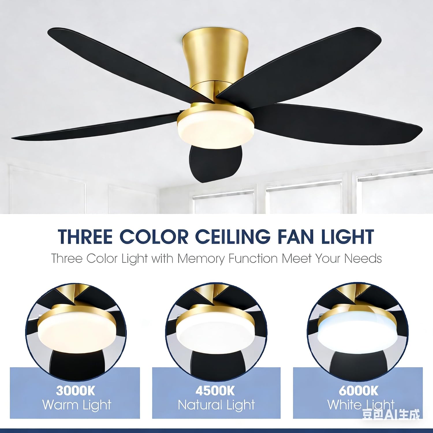 Detalle 1 de Surtime 6666 42-Inch Ceiling Fan with LED Light, Remote and App Control