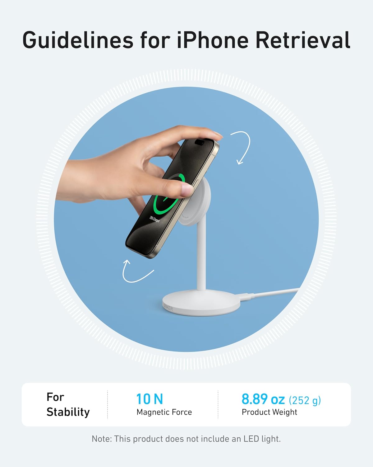 Thumbnail 6 de Anker MagGo Wireless Charger: 15W MagSafe‑Compatible Stand with 360° Rotation (No AC Adapter)