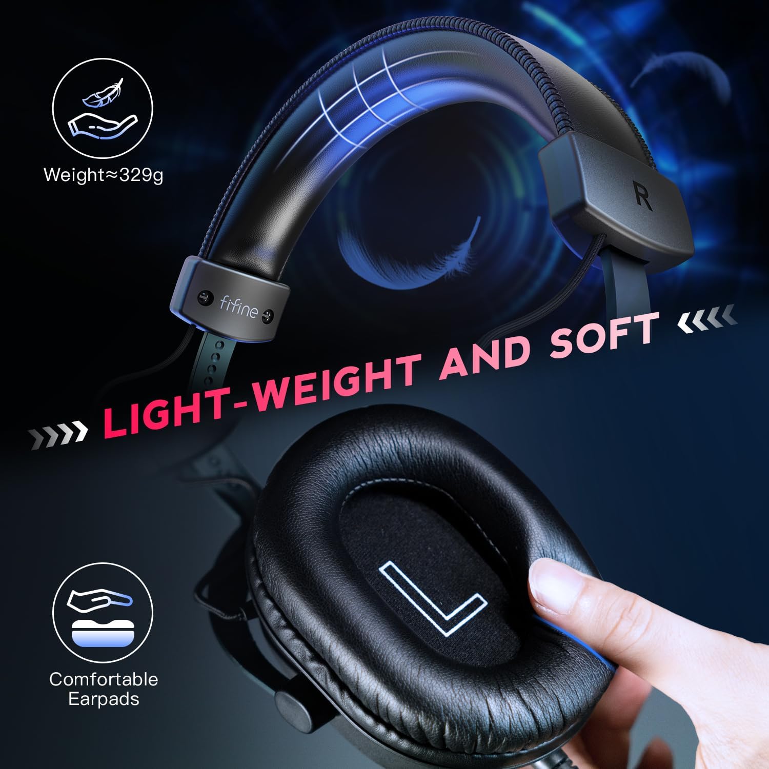 Detalle 2 de FIFINE H9 Wired Gaming Headset with Virtual 7.1 Surround and Detachable Mic