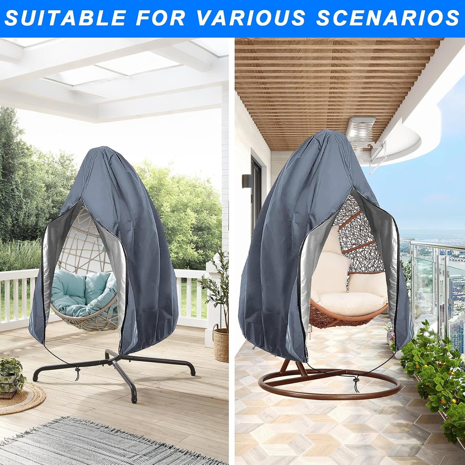 Thumbnail 5 de Emwel 190x115cm Hanging Chair Cover – Egg Swing Chair Cover for Outdoor Use