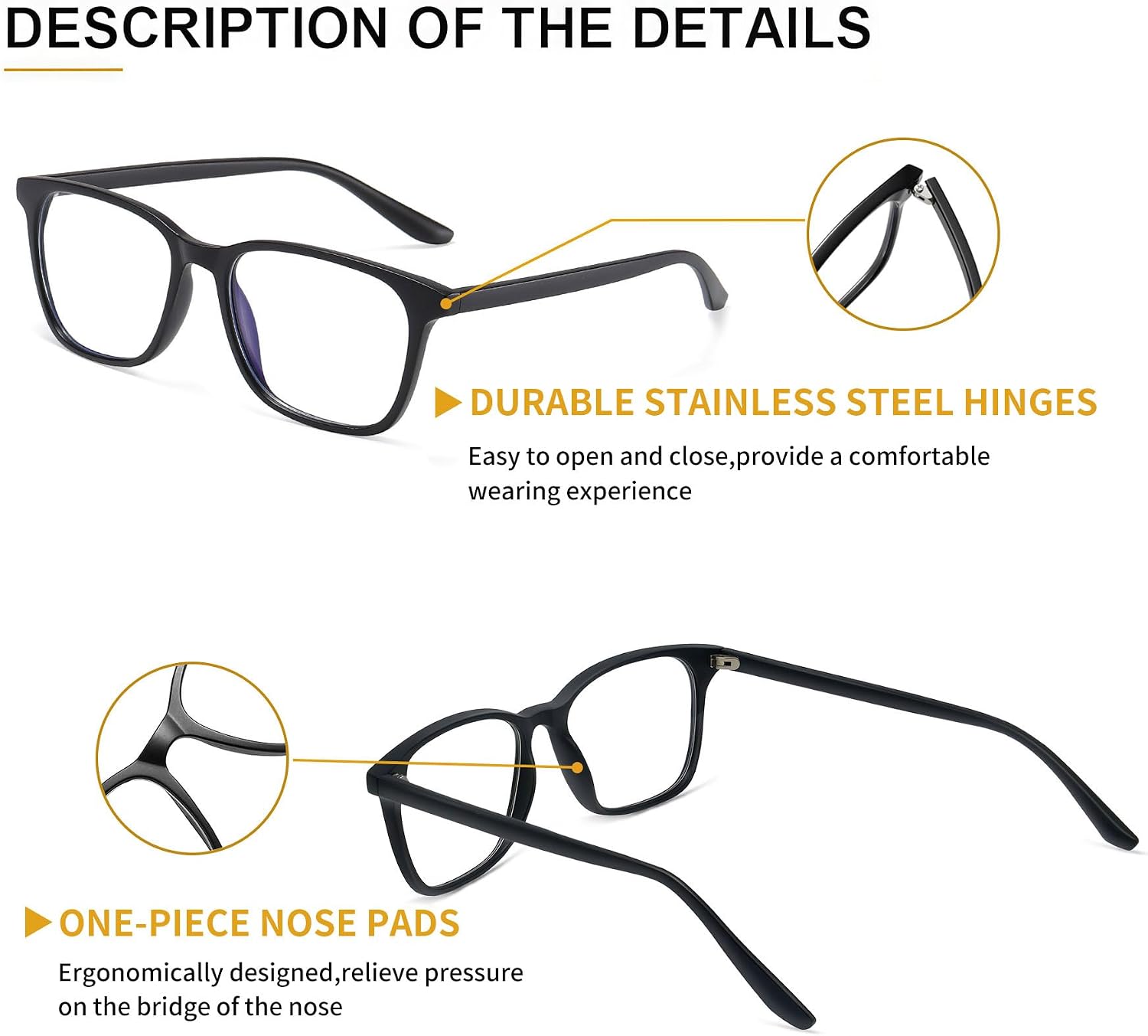 Detalle 2 de Joopin Gafas bloqueo luz azul para ordenador