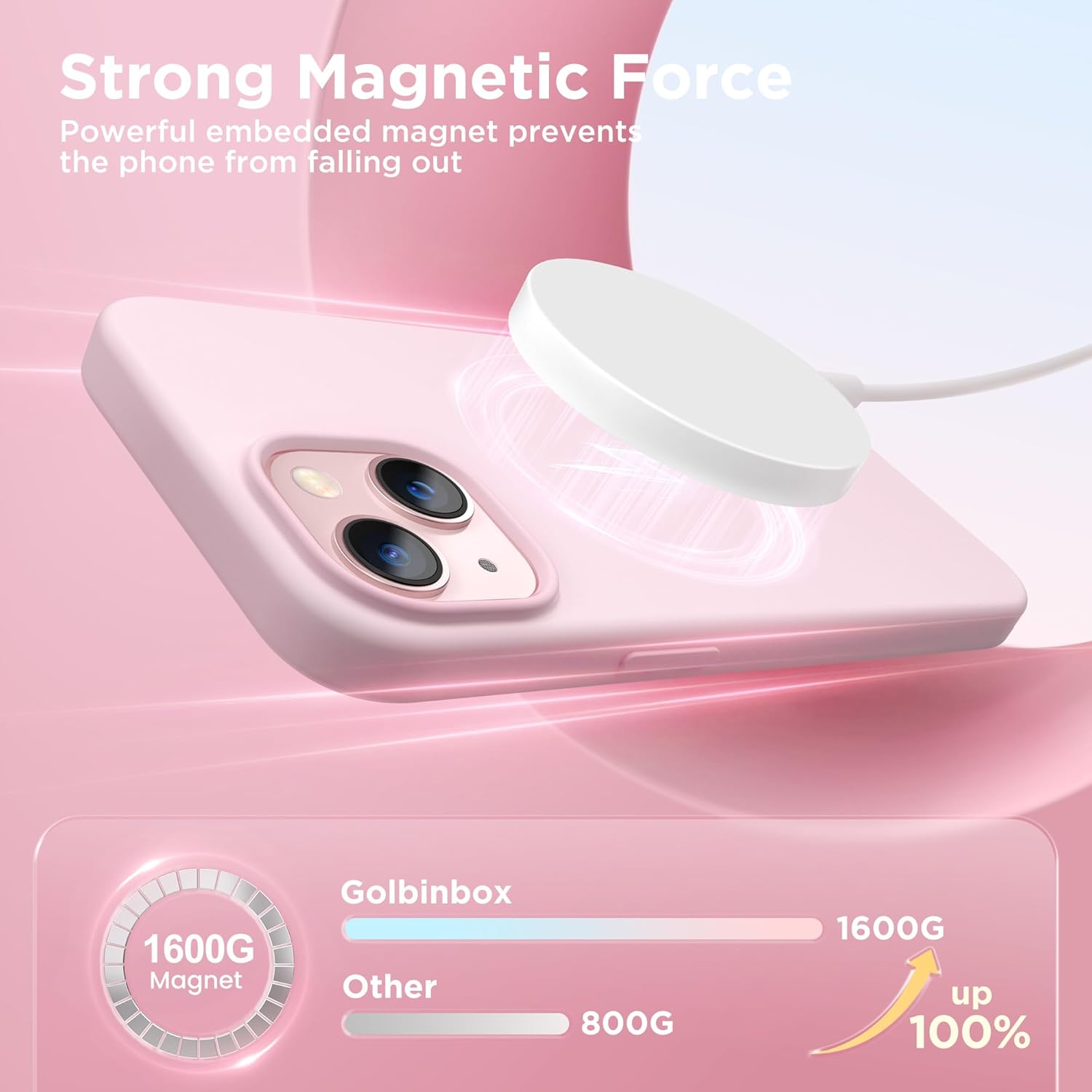 Thumbnail 2 de GolbinBox Magnetic Case for iPhone 13/14 (6.1") Chalk Pink with MagSafe