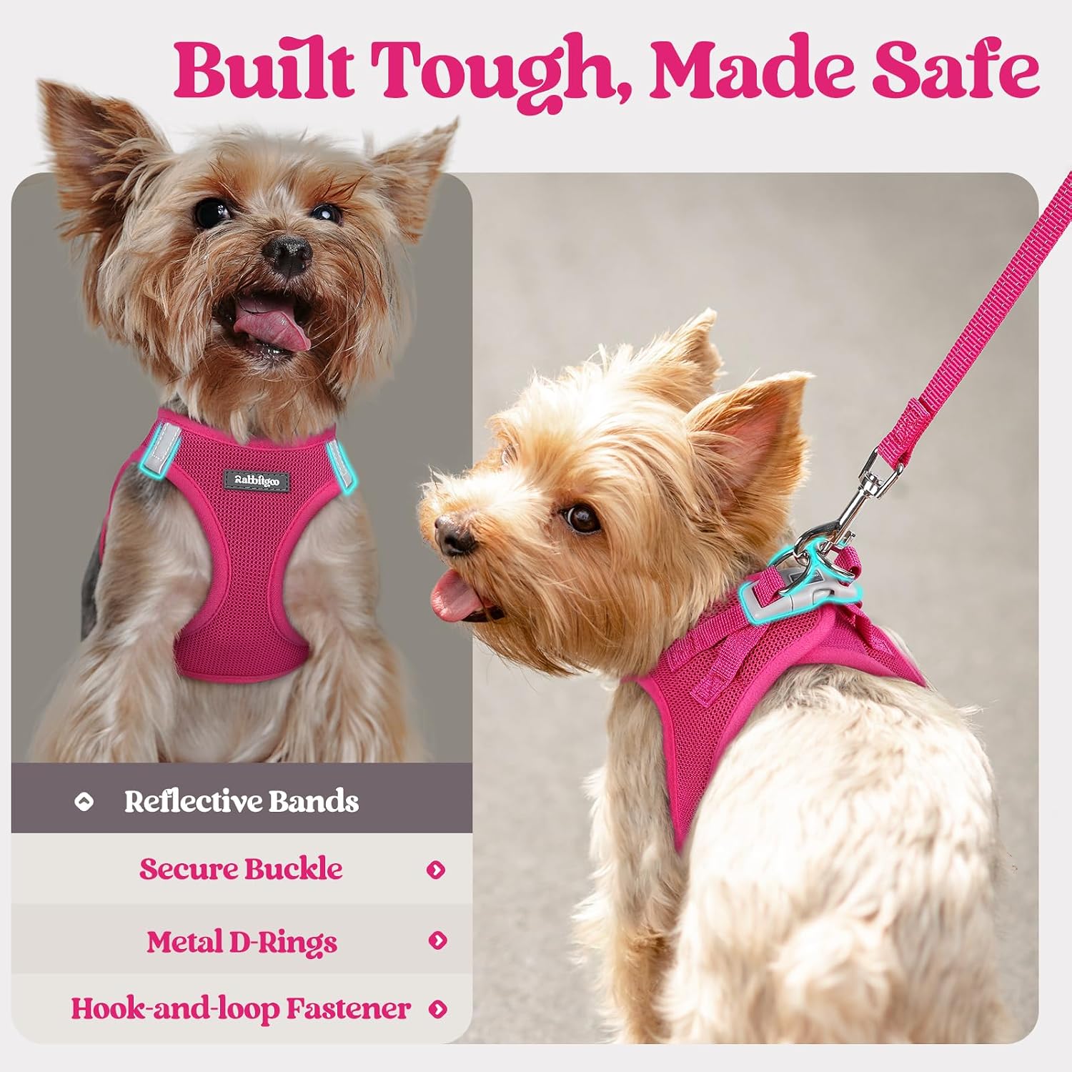Thumbnail 4 de Rabbitgoo Small Dog Harness and Lead Set (XXS) – Step-in Soft Mesh, Pink
