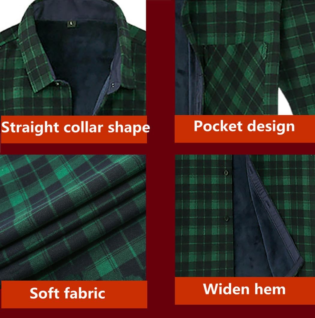 Thumbnail 5 de Miaikvs Men's Thicken Plaid Shirt Jacket with Sherpa Lining