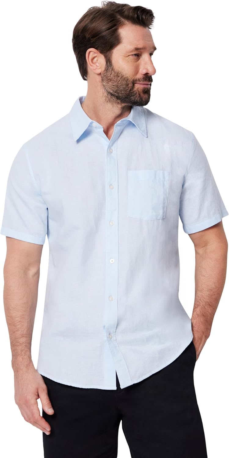 Detalle 2 de Amazon Essentials Men's Regular-Fit Short-Sleeve Linen Shirt