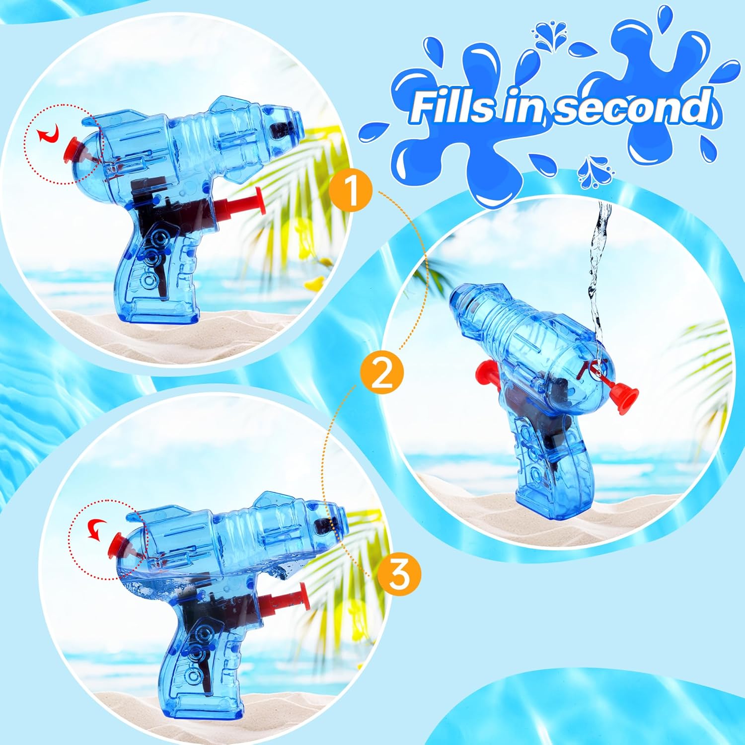 Detalle de 4 Pack Mini Water Gun for Kids – 9cm Neon Pistol Set for Outdoor Fun