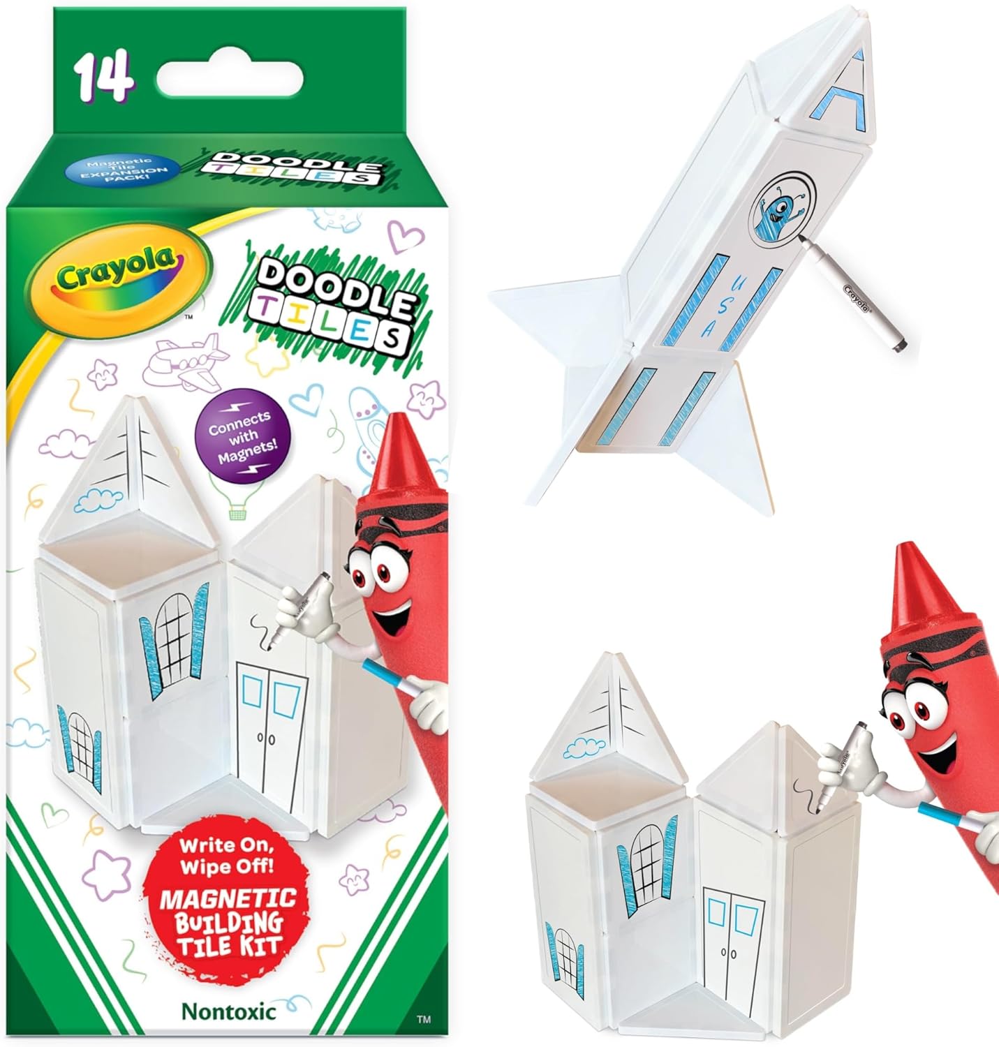 Thumbnail 6 de CreateOn Crayola Red, White & Blue Magnetic Tiles 14pc Building Set for Kids (Ages 3+)