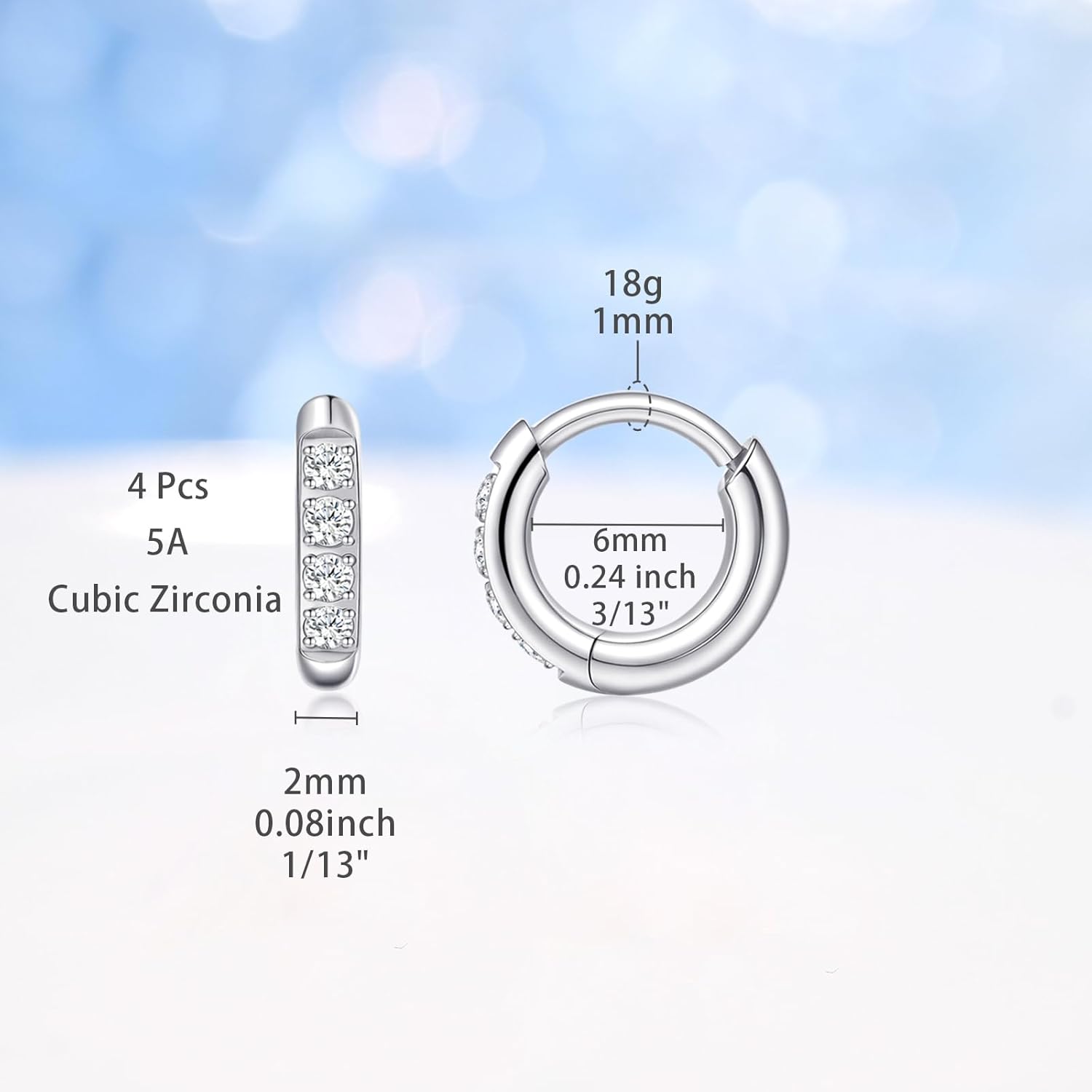 Detalle de Limerencia F136 Titan Creolen Ohrringe – 6–12 mm, hypoallergen, G23 Titan