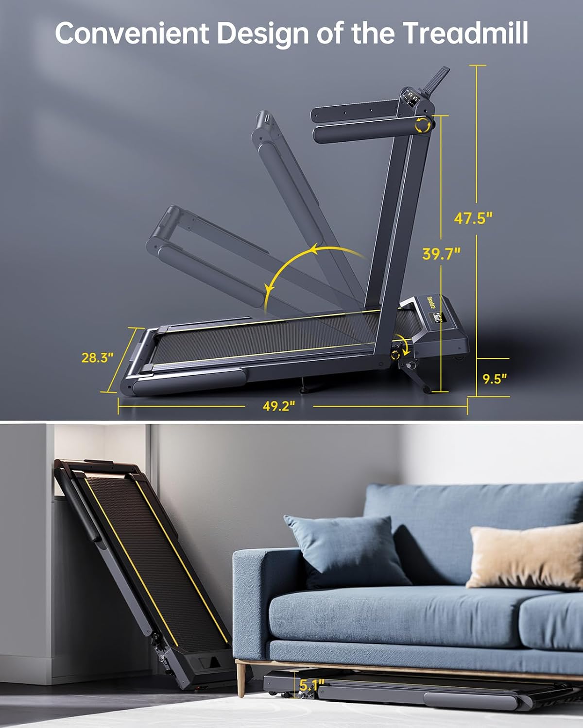 Detalle 2 de TOPUTURE TP5 4-in-1 Folding Treadmill with 12% Incline and Bluetooth