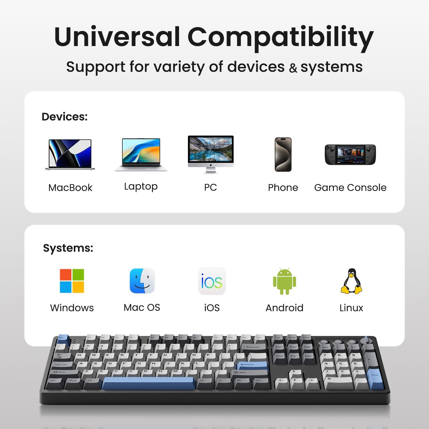 Detalle 2 de Kisnt KN104 Wireless Mechanical Keyboard: Full-Size with Knob, Tri-Mode Connectivity, and Hot-Swappable Linear Switches