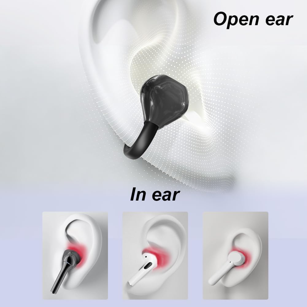 Thumbnail 5 de Caijin Clip-on Open-Ear Bluetooth-Kopfhörer (Bluetooth 6.0) – bis zu 60 Stunden Akku, Clip-Design in Schwarz