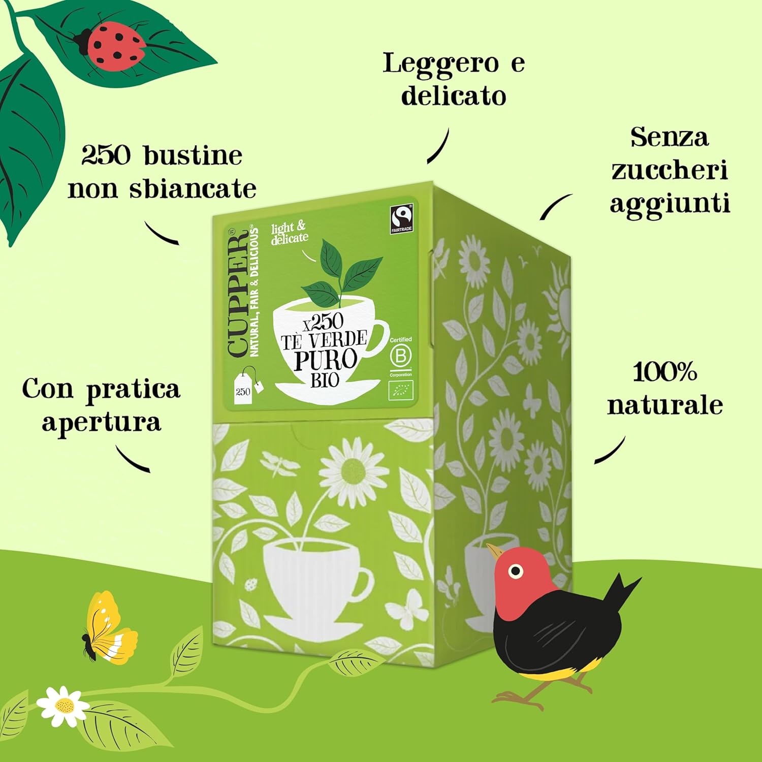 Thumbnail 1 de CUPPER Tè Verde Bio – 250 Bustine Biologico e Fairtrade, Filtri Biodegradabili