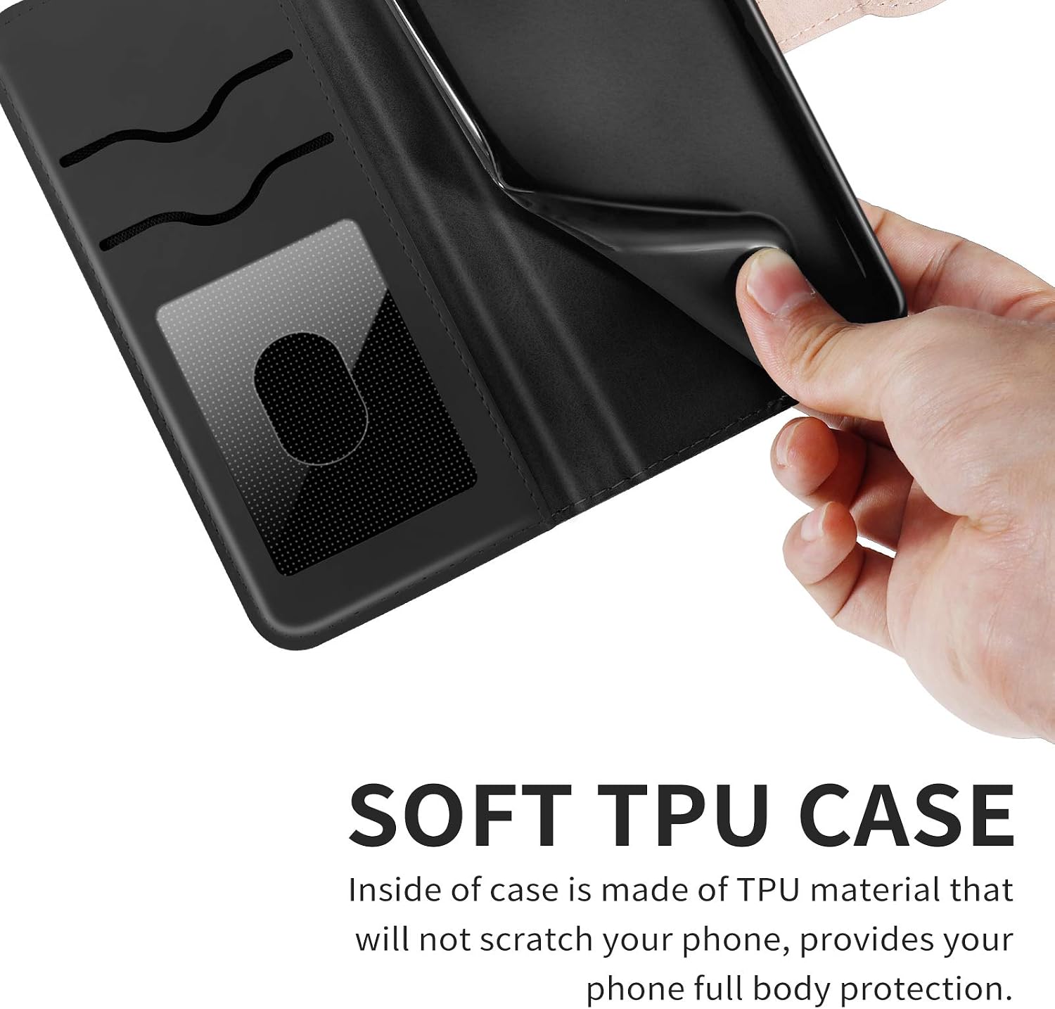 Detalle de Rostsant Flip Case für Xiaomi 14T Pro – Geprägtes PU-Leder Brieftasche mit Standfunktion in Schwarz