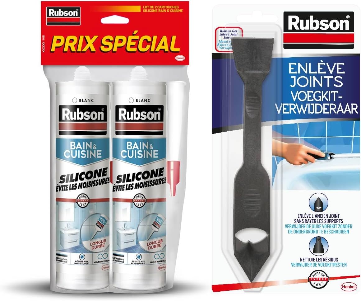 Thumbnail 6 de Rubson Mastic Bain & Cuisine Pure Silicone Anti-Moisissures Blanc – Lot de 2 cartouches 280 ml